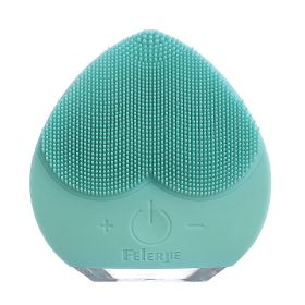 Electric Silicone Cleansing Instrument Facial Brush (Option: Green-Sonic Vibration)