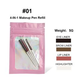 Four-in-one Cosmetic Brush Four-color Highlight Lip Liner Eyeliner Eyebrow Pencil (Option: 400 Mg-Pink Refill)