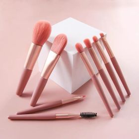 Makeup Brush Set Full Set of Beauty Tools Storage Beginner Eye Shadow Loose Powder Brushes 8 Pcs Set (Color: pink)