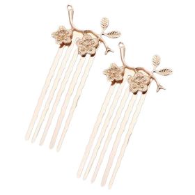 5 Pcs Golden Mini Metal Side Comb Plum Blossom Hanfu Decorative Hairpin Chinese Style Wedding Veil Hair Clip Comb Hair Pin