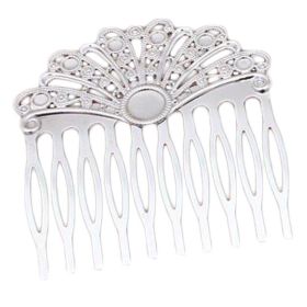 3 Pieces Silver Tone 10 Teeth Metal Hair Side Combs Fanshaped Wedding Veil Hair Combs DIY Hair Clip Combs Hair Pin