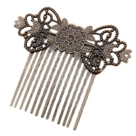 3 Pcs Retro Bronze Metal Side Comb Chinese Style Wedding Veil Hair Clip Comb Flower Vine Cirrus Hanfu Decorative Hairpin