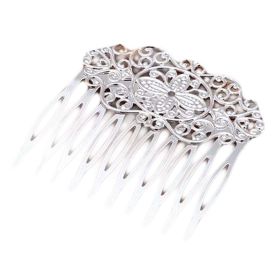 3 Pcs Silver Tone Hair Comb Metal Hair Clip Flower Vine Cirrus 10 Teeth Side Comb Decorative Comb Hair Pin