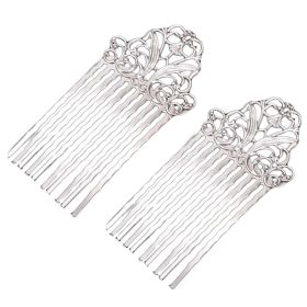 2 Pcs Silver Color Retro Hair Combs Decorative Mini Side Combs DIY Bridal Hair Accessories, 2.2 Inches