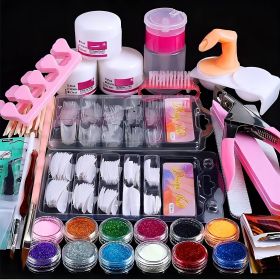 23 In 1 Acrylic Nail Kit For Beginners 12 Color Glitter Acrylic Powder White Clear Pink Acrylic Powder Nails Extension Professional Nails Kit Acrylic