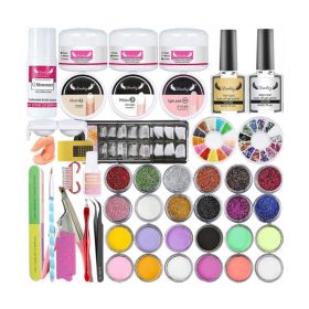 Nail  Acrylic Glitter Crystal Powder Monomer Manicure Tool Tips Brush Nails Art Decoration  DIY Pro Full Kit