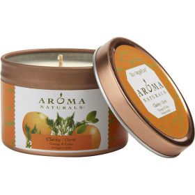 CLARITY AROMATHERAPY by CLARITY AROMATHERAPY ONE 2.5x1.75 inch TIN SOY AROMATHERAPY CANDLE. COMBINES THE ESSENTIAL OILS OF ORANGE & CEDAR. BURNS APPRO