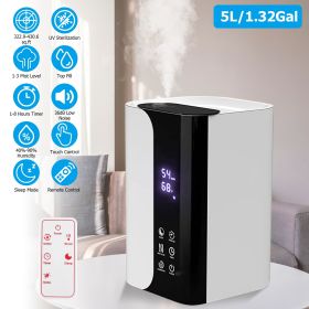 5L/1.32Gal Humidifiers Top Fill Cool Mist Humidifier with Essential Oils Diffuser Filter 360° Rotatable Outlet Nozzle 1-8 Hours Timer 1-3 Level Mist 4