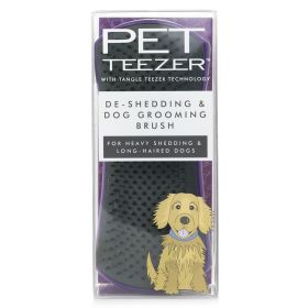 TANGLE TEEZER - Pet Teezer De-Shedding & Dog Grooming Brush (For Heavy Shedding & Long Haired Dogs) - # Purple / Grey 378356 1pcs