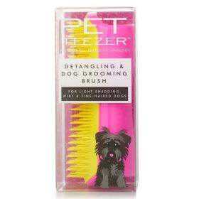 TANGLE TEEZER - Detangling & Dog Grooming Brush (For Light Shedding, Wiry & Fine Haired Dogs) - # Pink / Yellow 378363 1pcs