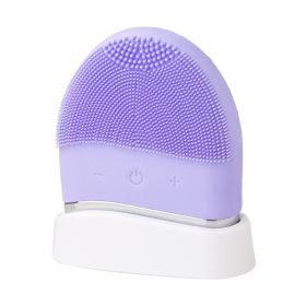 Electric Silicone Cleansing Instrument Pore Cleaning Brush Mini Ultrasonic Beauty Instrument (Option: Purple Electric Model-Facial Cleaner)