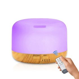 Wood Grain Remote Control Humidifier LED Aroma Lamp (Option: Colorful-US)
