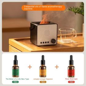 Timing Charging Decompression Flame Aroma Diffuser White Noise Bluetooth Speaker (Option: Sound And 3 Essential Oils)