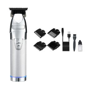 High Power Rechargeable LCD Household Hair Clipper (Option: Silvery USB)