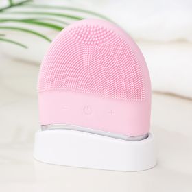 Electric Silicone Cleansing Instrument Pore Cleaning Brush Mini Ultrasonic Beauty Instrument (Option: Pink Manual-Facial Cleaner)