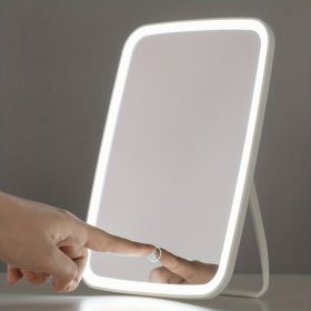 Portable LED Makeup Mirror with Touch Screen Dimming and 3 Levels of Light - Perfect for Travel and Gifting (Color: Monochromatic Light)