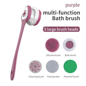 Multifunctional Electric Bath Brush with Long Handle for Exfoliating and Cleansing - Perfect for Mud Rubbing and Showering (Color: Red)